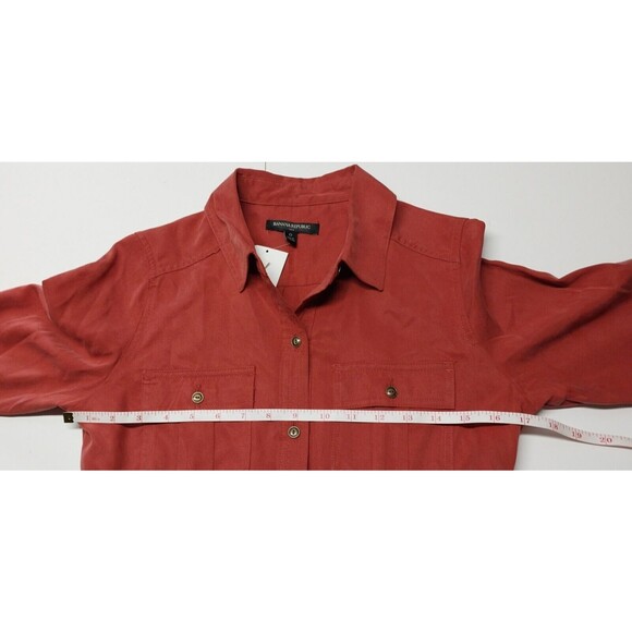 Banana Republic Women Size 0 Dusky Rose Button Front Tie Shirt Dress Lyocell New - Picture 6 of 11